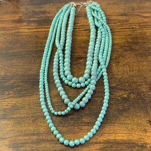 Layered Turquoise Beaded Statement Necklace - Women Jewelry